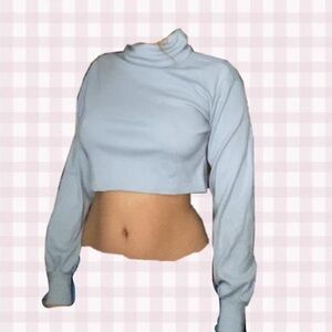 Brandy cropped baby blue turtleneck